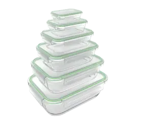 קופסאות מותאמות אישית צנצנת זכוכית גבוהה בורוסיליקט זכוכית ואקום מיכל אחסון מזון עם מכסים סיליקון