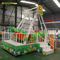 Manège Mini Navire Viking en Fibre de Verre, Équipement d'Amusement Intérieur/Extérieur Portable pour Enfants, Capacité 10-12 Personnes