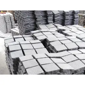 SHIHUI Customized Natural Stone Grey G654 Granite Pavers Stack Bond Flamed Surface Split Edge Paving Stone Cobblestone For Paver