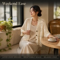 Cardigan en crochet ouvert sur le devant personnalisé OEM ODM pour femme – Idéal pour le bureau, les sorties, la plage – Léger, tricoté, pour l'été et les superpositions