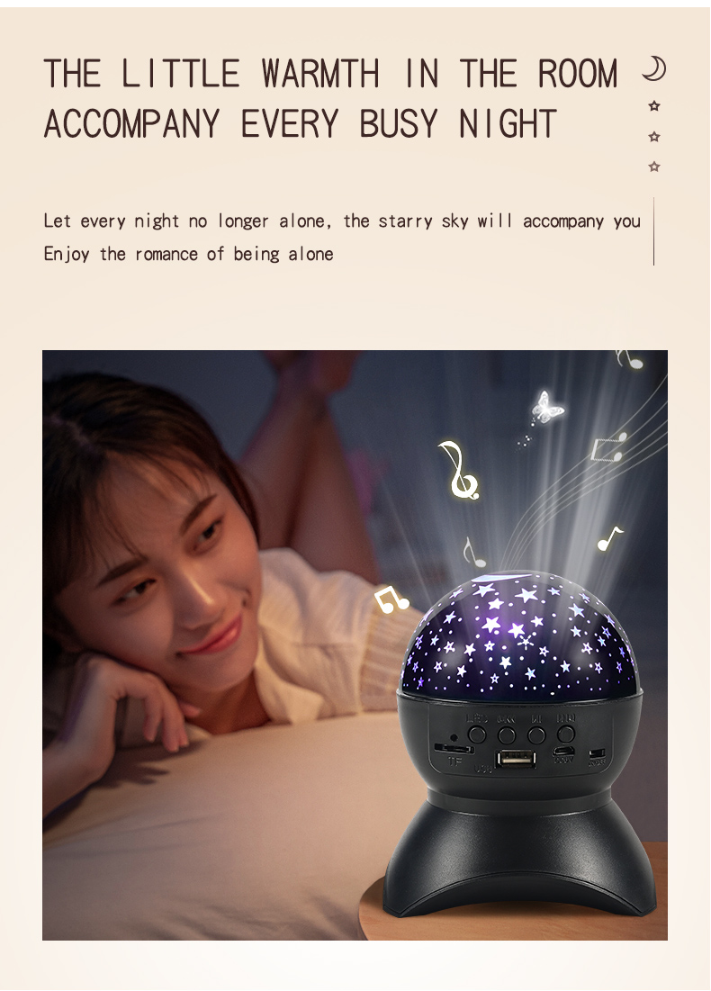 Bluetooth speakers star light USBprojection romantic small night light LED all over the sky star rotating music atmosphere light