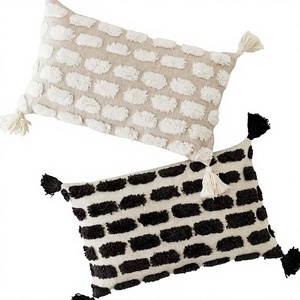 Luxury Boho Tufted Pillow <b>Cover</b> Living Room Home Decor Customize With Tassel Designer Boho Pillow From INDIAN TEXTILES H/L - Product Image 1