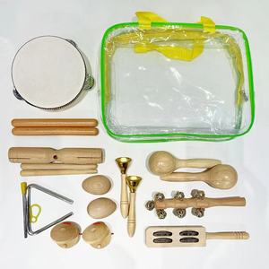 Ensemble d'instruments de percussion en bois en gros avec xylophone, tambourin, maraca et tube sonore pour l'éducation musicale et le jeu des enfants - Product Image 2