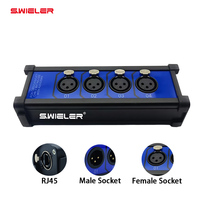 Kotak Pembagi Ethercon 4 Saluran RJ45 ke XLR, Terminator XLR/DMX/AES, Adaptor Ethernet Cat6 untuk Kabel Panggung Studio