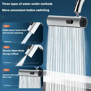 Venta al por mayor: Grifo de cocina de acero inoxidable con salida en cascada, antisalpicaduras, universal, giratorio 360°, con burbujeador de 3 modos multifuncional - Product Image 5