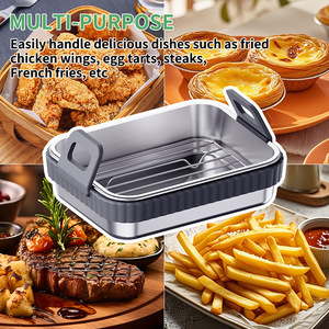 Lot de 2 doublures en silicone pour friteuse à air <span class=keywords><strong>Ninja</strong></span> Foodi DZ401 AF400EU AF400UK Dual Zone, panier de remplacement réutilisable antiadhésif - Product Image 2
