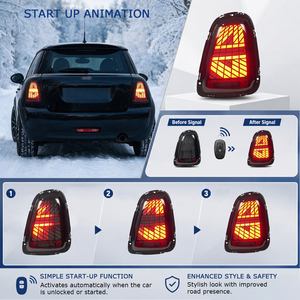 Feux arrière LED HCMOTIONZ pour Mini R56 R57 R58 R59 2007-2014, séquentiels, animation de démarrage, DRL, frein, double marche arrière et antibrouillard rouge/fumé - Product Image 5