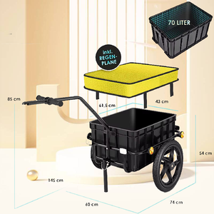 Remolque de <span class=keywords><strong>bicicleta</strong></span> Remolque de carga Carretilla de mano con acoplamiento Barra de tiro alta <span class=keywords><strong>para</strong></span> remolque de transporte de <span class=keywords><strong>bicicleta</strong></span> <span class=keywords><strong>Caja</strong></span> de transporte - Product Image 2