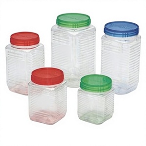 ขวดพลาสติกทรงเหลี่ยม NDURO ปลอดสาร BPA พร้อมฝาปิดแบบ Snap Top สำหรับเก็บขนม/น้ำตาล/ถั่วจำนวนมาก - Product Image 1