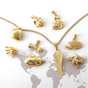 Breloques d'animaux | Pendentifs en acier inoxydable plaqué or PVD 18 carats pour la fabrication de bijoux à bricoler soi-même | Chien cygne coeur aile os hérisson - Product Image 2