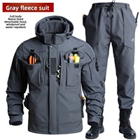 Ensemble de veste pour homme en polaire tissée thermique, coupe-vent, imperméable, résistant au froid, pour le cyclisme, les voyages, la pêche, automne-hiver