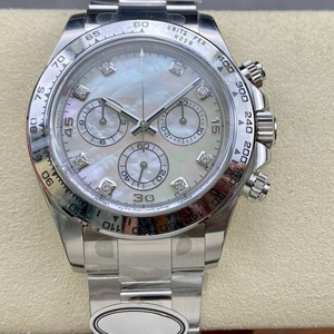 Reloj con esfera MOP blanca <span class=keywords><strong>natural</strong></span>, marcadores de diamantes, cronógrafo, taquímetro, reloj mecánico automático de 40 mm, reloj de acero inoxidable para hombre - Product Image 1