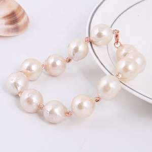 Grande barocco Braccialetto di Perle D'acqua Dolce Con argento di alta qualità dei monili di modo - Product Image 2