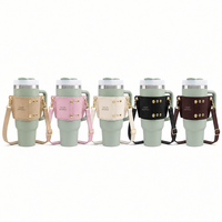 Porte-gobelet en cuir PU de qualité supérieure avec logo personnalisé, support de boisson réglable pour le marché européen des voyages
