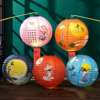Impression personnalisée suspendue lampe en papier colorée ronde lanternes en papier chinois décoratifs