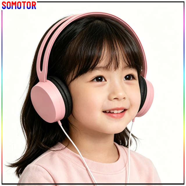 Colorful Retractable Wired Headset 3.5mm Jack Over-ear ABS Headphones for Music Study & Gaming