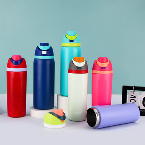 24 oz Ovaal RVS Geïsoleerde Waterfles Geperstond Ontwerp Thermosfles met Vacuüm Isolatie Rietje BPA-Vrij Sport Reistumbler - Product Image 5