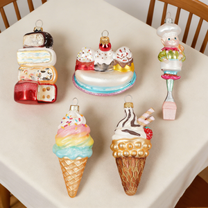Ornamenti in Vetro a Forma di Cono Gelato e Banana Split con Perline e <span class=keywords><strong>Glitter</strong></span>, Bestseller - Product Image 1