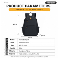 Sac à dos pour ordinateur portable en promotion, léger, en tissu membrane imperméable, sac de voyage léger