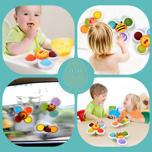 Mini Tudou 3 pièces dessin animé moulin à vent rotatif apprentissage précoce <span class=keywords><strong>bébé</strong></span> jouet de bain <span class=keywords><strong>ventouse</strong></span> toupie Spinner jouet pour enfant en bas âge - Product Image 3