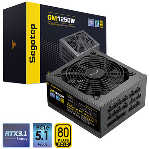 เซโกเท็ป GM1250W 80PLUS โกลด์พาวเวอร์ซัพพลาย ATX3.1 แบบโมดูลาร์เต็มรูปแบบ, ขั้วต่อ 12V 2x6, แรงดันไฟฟ้ากว้างสำหรับเดสก์ท็อปเกมมิ่ง - Product Image 1