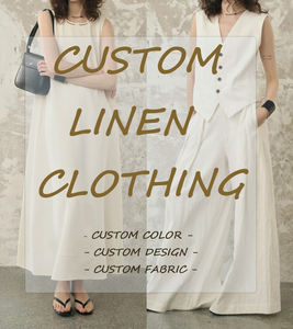 Fabricante de ropa, marca propia personalizada, MOQ bajo, servicio de diseño de ropa, ropa de alta calidad, ropa de lino para mujer, vestido de lino - Product Image 2