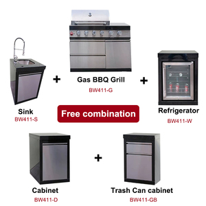 European Modern Islands Full Stainless Steel Outdoor Kitchen Cabinet Custom Gas foldable BBQ Grills