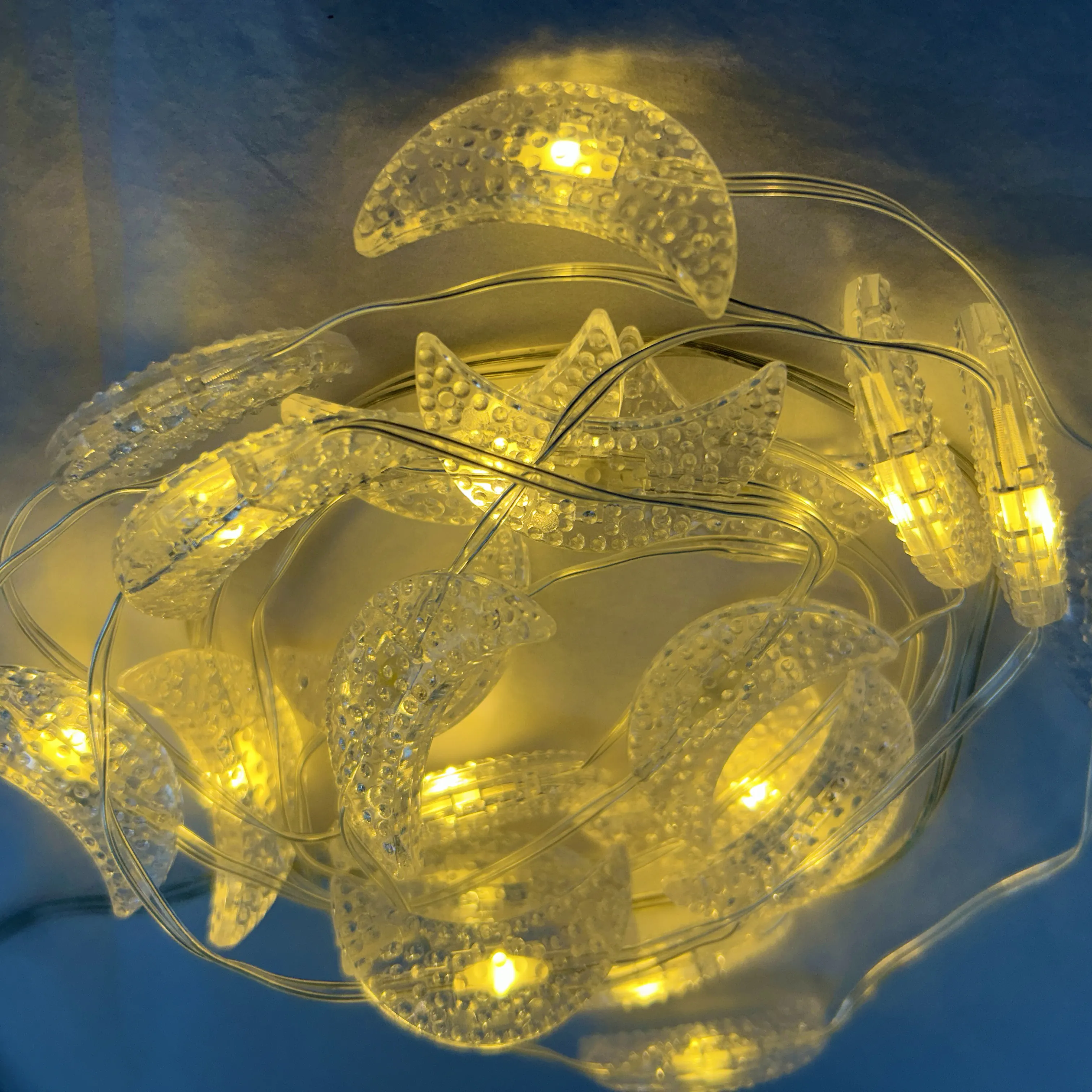 Schlussverkauf 79 Zoll 20 LED-Akku Silberdraht mit Steuerung Licht Mond Weihnachtsdekoration Licht für Party-Raum täglich