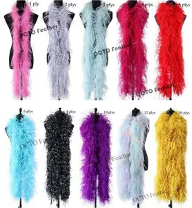 5 Ply 2 Yards Luxury Fluffy Feather Trim For Dress Clothing Sewing Ostrich Feather Boas Trimming