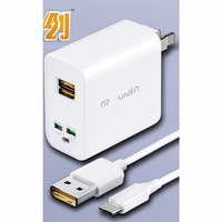 Pengisi Daya Dinding Super Cepat 100W USB-A dan USB-C Dual Port PD SCP Quick Charge Adapter dengan Kabel