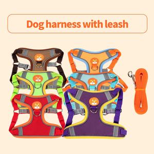 Conjunto de correa de perro de poliéster ajustable Correa de pecho Chaleco acolchado de moda para mascotas Cierre de botón Patrón de rayas para tamaño pequeño y mediano - Product Image 6