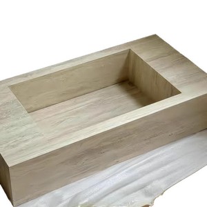 Meuble de salle de bain avec vasque intégrée en ardoise travertin, combinaison pour hôtel et B&B - Product Image 4