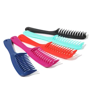 Bunter Kamm Wet Detangle Curly Hair Brushes Tragbarer Kunststoff Zweireihiger Zahnkamm