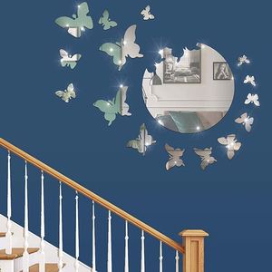 16 Pieces 3D Acrylic Mirror <b>Wall</b> <b>Decor</b> <b>Stickers</b> DIY Removable Butterfly Decals for Home Living Room Bedroom - Product Image 3