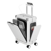 Nouvelle valise spinner en néoprène de 20 pouces, ouverture frontale, design multifonctionnel, poches latérales, serrure, grande capacité, unisexe, bagage à main PC