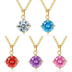 Collar Corto de Acero Inoxidable con Colgante de Zirconia 3A Impermeable, Chapado en Oro de 18k, Diseño Simple - Product Image 5