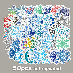 50 Uds. <span class=keywords><strong>Pegatinas</strong></span> de grafiti DIY con personalidad de copos de nieve de Color viento, pegatina impermeable para maleta, refrigerador, estuche de lápices para coche - Product Image 3