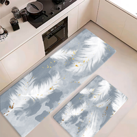 Ensemble de tapis de cuisine personnalisé en 2 pièces, motif floral, antidérapant et imperméable, en mousse PVC, avec performance anti-fatigue