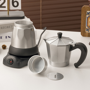 <span class=keywords><strong>Cafetera</strong></span> Eléctrica Automática Moka de 110V, 3 Tazas, Totalmente de Aluminio, Estilo Retro para el Hogar y la <span class=keywords><strong>Cocina</strong></span>, <span class=keywords><strong>Cafetera</strong></span> Espresso <span class=keywords><strong>Italiana</strong></span> para Estufa - Product Image 3