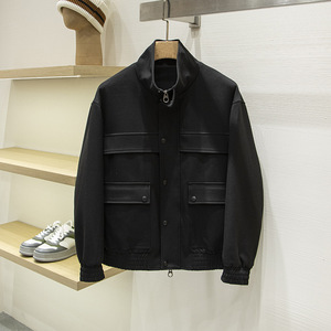 <span class=keywords><strong>Chaqueta</strong></span> de Hombre para Otoño e Invierno, Mezcla de Lana, Corte Holgado Informal, Cuello Alto, Estilo Bomber, Multibolsillos, Cortavientos - Product Image 2