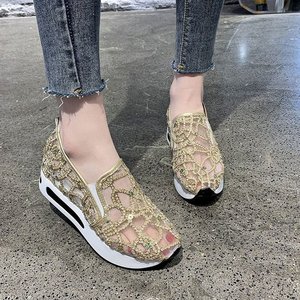 Zapatos de Mujer de Verano, de Encaje, Malla, Blancos, Casuales, con Plataforma Interna - Product Image 2