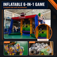 Jeu gonflable commercial 6 en 1 : basketball, football, jeux de carnaval gonflables pour enfants à louer