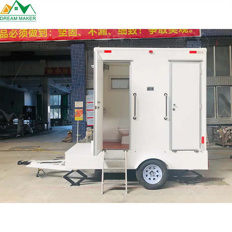 Metal Camping Mobile Toilets Trailer ห้องน้ำแบบพกพา Camping Toilet รถพ่วงพกพากลางแจ้ง Portable Toilet Cabin