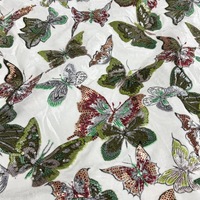 Tissu en velours brodé de perles et de sequins, motif floral 3D stéréoscopique pour robe de mariée, robe de soirée, abaya, kaftan, vente en gros