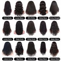 Pelucas de Cabello Natural al por Mayor, Peluca de Cabello Virgen Negro 13x4 con Ondas Profundas, Peluca Brasileña con Frente de Encaje