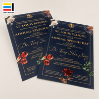 Carte d'invitation personnalisée de luxe avec estampage à chaud doré, motif floral, carte pour événement ou cérémonie