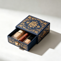 Boîte rigide coulissante en similicuir texturé floral personnalisée avec tiroir pour crème pour les mains, bijoux, coffret cadeau