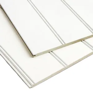 工厂中密度纤维板U/V/W凹槽白色底漆油漆墙板，用于房间装饰