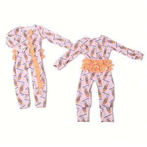 Pijama Enterizo de Algodón/Bambú de 230g para Niñas, con Cierre, Pliegues y Encaje, Pies Plegables, Modelo Fb-3, Personalizado con Impresión - Product Image 5