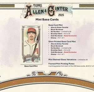 Venta al por Mayor de Tarjetas Deportivas Originales Topps Allen & Ginters 2025 para la NBA, Estuche para Tarjetas Deportivas, Mega Tarjeta Insignia para Jugar y Coleccionar - Product Image 5